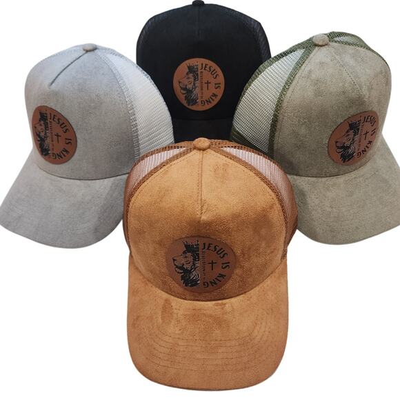 NWT Lion of Judah Faux Suede Snap Back Mesh Trucker Hat Cap - Picture 2 of 13